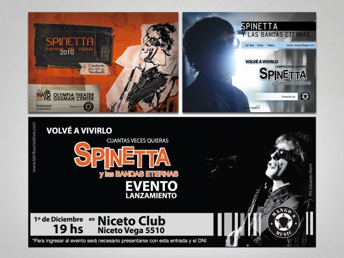Diseño de sitio web y naming de la gira de Spinetta en EEUU para la Agencia de Publicidad Tribu Creativa